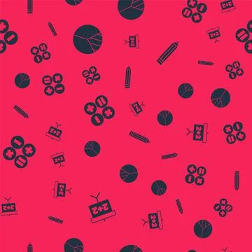 Set Chalkboard, Pie chart infographic, Calculator and Pencil on seamless pattern 스톡 일러스트
