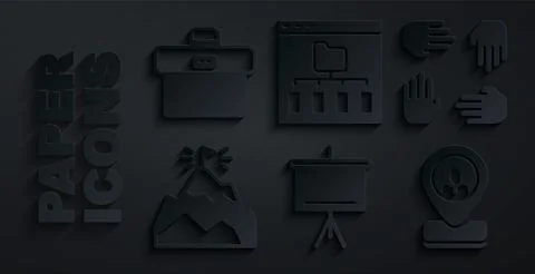 Set Chalkboard, Project team base, Mountains with flag, Worker location, Browser イラスト素材