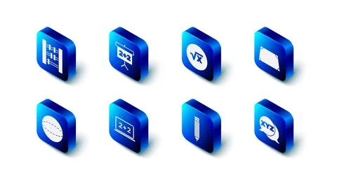 Set Chalkboard, Square root of x glyph, Acute trapezoid shape, XYZ Coordinate Stock Illustration