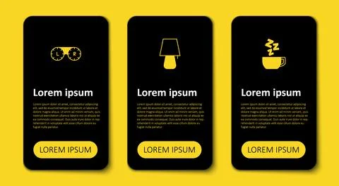 Set Chamomile tea, Table lamp and Contact lens container. Business infographic 库存插图