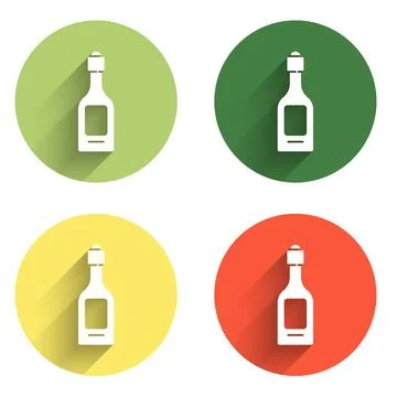 Set Champagne bottle icon isolated with long shadow background. Color circl.. Stock Illustration