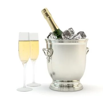 Set  of champagne with glasses Ilustração Stock