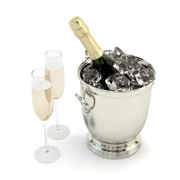 Set  of champagne with glasses Ilustração Stock