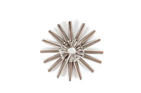 Set of changable nozzels to use with a screwdriver arrange in circle shape, h 写真素材