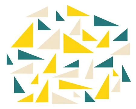 Set of chaotic colored triangles on white background Stock Illustration