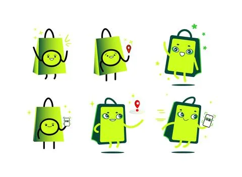 Set character green eco Stock Illustration