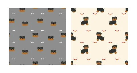 Set Character Seamless Pattern Animal Of Cute Rottweiler Dog Can Be Used as D Illustrazione stock