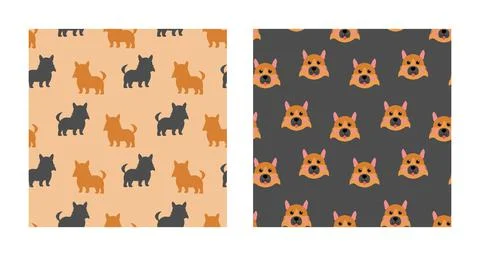 Set Character Seamless Pattern Animal Of Cute German Shepherd Dog Can Be Used 스톡 일러스트