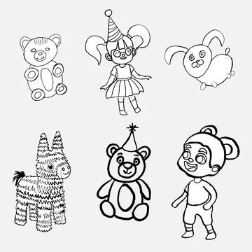 A set of characters for birthdays. Vector image Stock Illustration