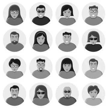 Set of characters. Flat icons. Stock Illustration