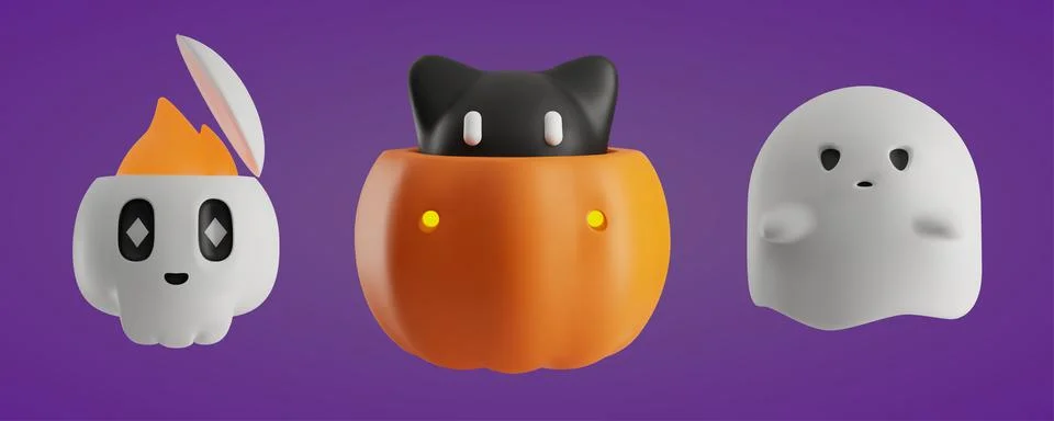 A set of characters for halloween 3d vector Stock Illustration