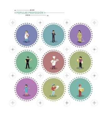 Set of Characters Popular Professions Stock Illustration