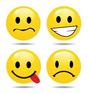 Set of characters of yellow emoticons Illustrazione stock