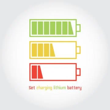 Set charging lithium battery. Stock Illustration