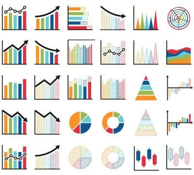 Set of chart for report icon Flat success graph icons vector illustrator Stock Illustration