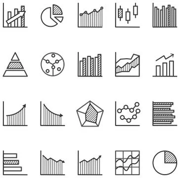 Set of chart for report icon Line success graph symbol 4 Stock Illustration