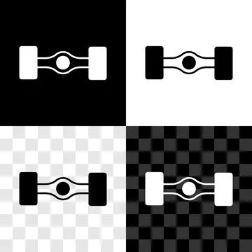 Set Chassis car icon isolated on black and white, transparent background. Vector Illustrazione stock