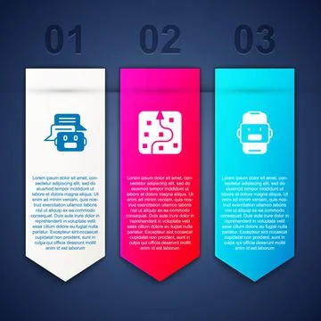 Set Chat bot, Neural network and . Business infographic template. Vector Illustrazione stock