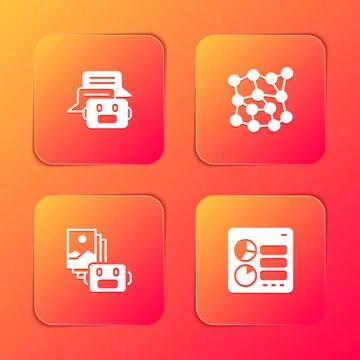 Set Chat bot, Neural network, Artificial intelligence robot and Computer api  Stock Illustration