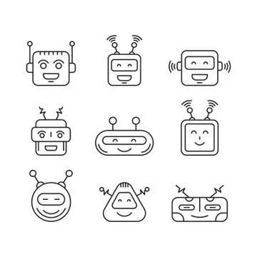 Set Chat bot vector icon faces Stock Illustration