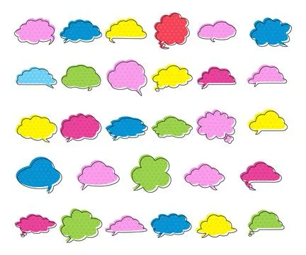 Set of Chat Bubble line art set collection, isolated on white background. C.. Stock Illustration
