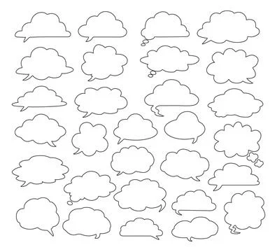 Set of Chat Bubble line art set collection, isolated on white background. C.. Illustrazione stock