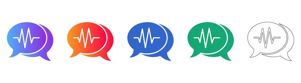 Set of Chat Bubbles with Audio Waveform Icons Stock Illustration