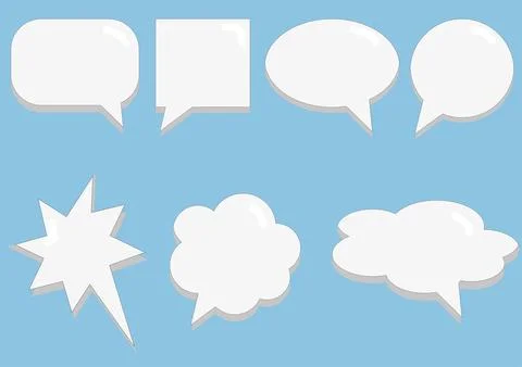 A set of chat clouds for comments, forms for text, a cloud of thoughts, speec Stock Illustration