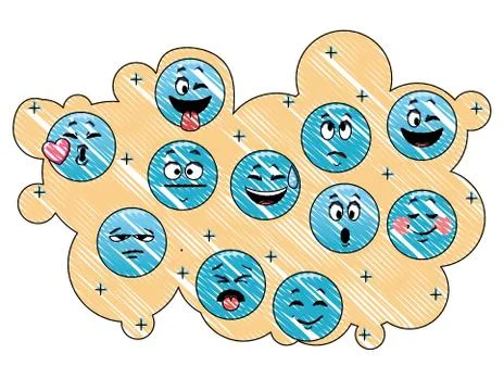 Set of chat emoticons scribble Illustrazione stock