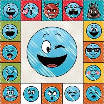 Set of chat emoticons scribble Ilustración de archivo