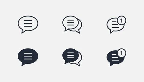 Set of Chat Message Bubbles Vector Icon. Communication icons. Talk bubble, .. Illustrazione stock