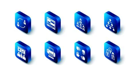 Set Chat messages on laptop, Hierarchy organogram chart, People with lamp bulb Stock Illustration