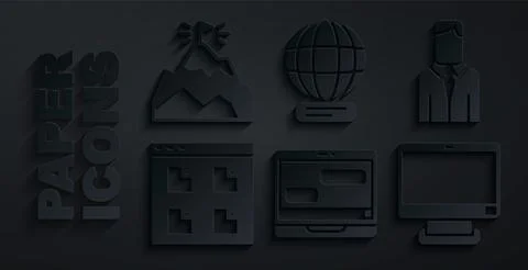 Set Chat messages on laptop, Worker, Browser files, Computer monitor, Worldwide 스톡 일러스트