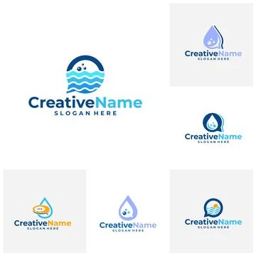Set of Chat water logo design vector template, Creative chat waves logo con.. Stock Illustration