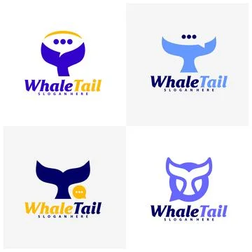 Set of Chat Whale Tail logo vector template, Creative Whale Tail logo desig.. 스톡 일러스트