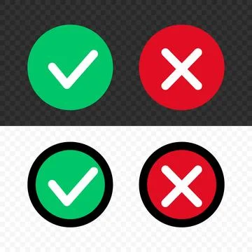 Set of check and cross mark icons in different styles. Vectors. Stock Illustration