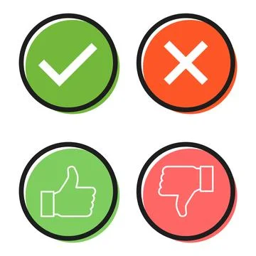 Set of check do dos mark, correct wrong sign, vector illustration choice icon Stock Illustration