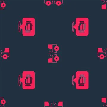 Set Check engine and Car accident on seamless pattern. Vector Stock Illustration