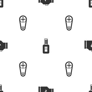 Set Check engine, Car key with remote and Timing belt kit on seamless pattern 스톡 일러스트