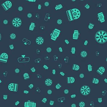 Set Check engine, Car tire wheel, mirror and Alloy for car on seamless patt.. イラスト素材