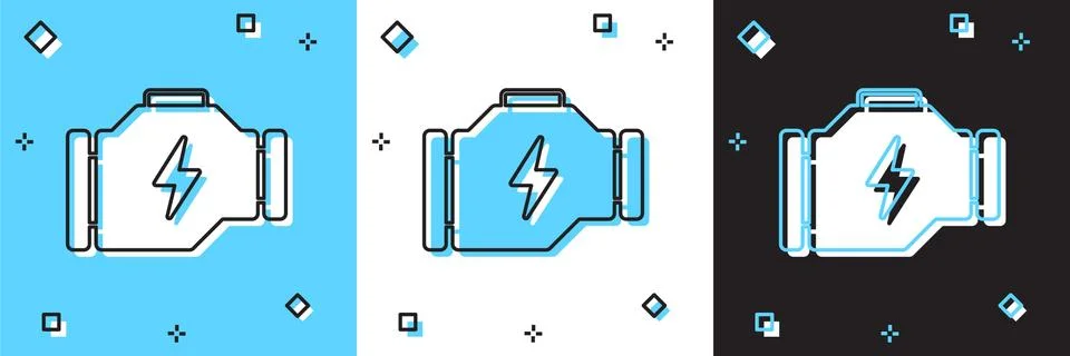 Set Check engine icon isolated on blue and white, black background. Vector Stock Illustration