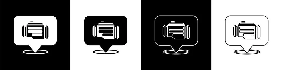 Set Check engine icon isolated on black and white background.  Vector イラスト素材