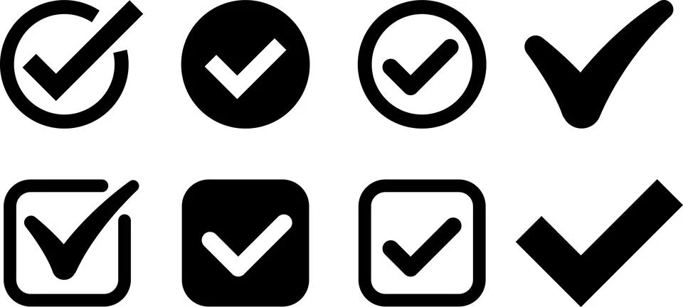 Set of check mark icon for web design Stock Illustration