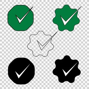 Set of check mark icons in various shapes and styles for web and mobile int.. Stock Illustration