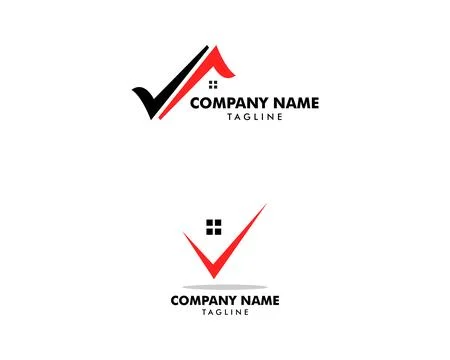 Set of Check Mark Real Estate Logo Template Stock Illustration