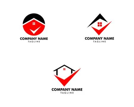 Set of Check Mark Real Estate Logo Template Ilustração Stock