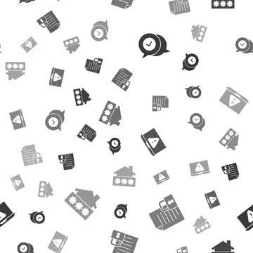 Set Check mark in speech bubble, Document and lock, Laptop with exclamation and Illustrazione stock