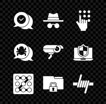 Set Check mark in speech bubble, Incognito mode, Password protection, Graph.. イラスト素材