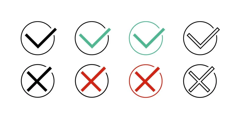 Set of check or tick icon on a white background Stock Illustration