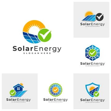 Set of Check Solar logo vector template, Creative Solar panel energy logo des Stock Illustration